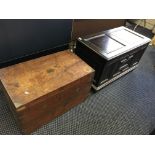 A mahogany blanket box together an oak blanket box