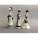 A set of seven Wedgewood porcelain ladies.