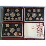 The Royal Mint 1996, 1997 and 1999 deluxe proof coin sets.