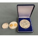 Three large silver coins to include The Guinea 1663 and The 12 Apostles.