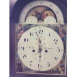 A C. Monks of Prescott mahogany long cased clock with moon and sun painted face