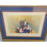 DARREN WOOLEY. Framed, glazed signed limited edition 65/950 of Sebastian Coe together with a