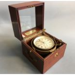 A T.S. & J.D. Negus, New York, No. 2469, two day marine chronometer, in mahogany box with brass