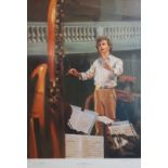 A framed Gordon Butler limited edition 69/850 print of Simon Rattle, signed in pencil to margin,