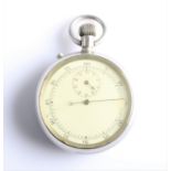 A military open face crown wind stopwatch, the white dial having Arabic numerals ten second