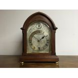 A Tiffany & Co. New York mahogany cased mantle clock, with glazed panel glass front, silver engraved