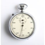 A Bouz Wien XII open face crown wind stopwatch, the cream tone dial having Arabic ten second markers