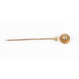 A convertible diamond set stick pin to collar stud, set with an Old European cut diamond,