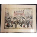 L. S. LOWRY. Framed, glazed print signed in pencil to margin with Salford Art Gallery embossed