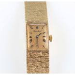 A hallmarked ladies 9ct yellow gold Bueche Girod wrist watch, the gold-tone dial having hourly Roman