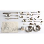 A collection of hallmarked silverware, to include two Armada dishes, two boxed sets of six