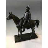 An after Louise Marie Morise, Large bronze equestrian figure of Napoleon on horseback, with mark