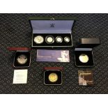 A Royal Mint Silver Proof Britannia Collection set of four coins to include 20 pence, 50 pence, 1