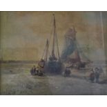 Pair of framed, glazed oil on boards, stormy shipping scenes, signed with the initials J.I.B. and
