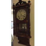 A W. C. Liddell rosewood inlaid wall clock