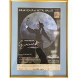 Three framed, glazed Birmingham Royal Ballet posters, all signed by Robert Parker, World Premiere