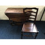 A 19th Century oak gate legged table with bobbin turner legs, together with a pair of 19th Century