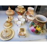 A group of Royal Worcester items to include pierced lids, vases etc. 14 pieces in total.