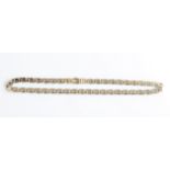 A hallmarked 9ct bi-coloured fancy link chain, length approx. 40cm.