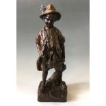 An AUGUST MOREAU large bronze figure of a young boy hunter, signed to base H. 52cm