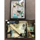 A theatre capsule box containing various old lipsticks, posters, sheet music etc together with a