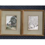 REGINALD E EDGECOMBE, two signed, framed and glazed watercolours of rural scenes.