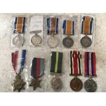 A group of 10 medals to include 1914-15 Star awarded to J. Evans, a 1939-1945 Star, a War Medal