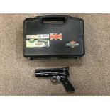 A Webley & Scott Webley Tempest .22 air pistol with hard black case.