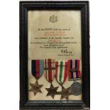 A WW2 medal group of four awarded to F. J. Marsh, to include the 1939-1945 Star, the Africa Star,