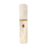 A Palais Royal mother of pearl needle case of cut corner rectangular form, one side inset with a