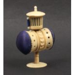 A mid-19th Century bone combination pin cushion/tape measure the double ended pin cushion on