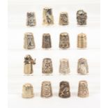Sixteen heavy gauge British silver thimbles of contemporary design, late 20th Century (16)