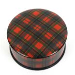 Tartan ware - a good circular dome top box (M'Pherson) interior foil lined (100%) and stamped to