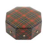 Tartan ware - sewing - a large octagonal reel box (M'Beth), eight turned bone numerical side