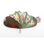 Tartan ware - sewing - a scarce fan form needle packet holder (title - Needles) with four colour