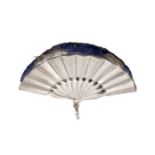 A silver novelty pin cushion in the form of an open fan, purple velvet infill, by John Millward