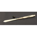 Two Stanhopes comprising a turned bone combination dip pen/paper knife (single view - Le