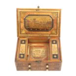 An early 19th Century French split and coloured straw work box, probably French prisoner of war
