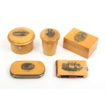 Mauchline ware - five pieces - continental views - comprising a rectangular box (Copiegre L'H™tel De