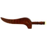 A mid-19th Century wooden knitting sheath, Cumbria carved to one side with a leafy branch below a