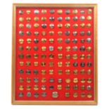 Buttons - a framed display of 119 livery and similar, mostly brass or gilt, a few white metal, frame