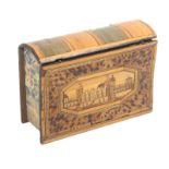 An early 19th Century French split and coloured straw reel box, probably French prisoner of war