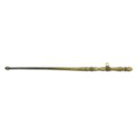 An 18th Century brass spindle form knitting stick, probably Dutch, with file cut decoration, side