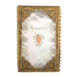 A good mother of pearl and gilt metal mounted Palais Royal diary/notelet the cover with gold