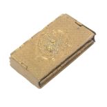 A gilt brass Avery needle packet case - Beatrice, concertina, floral, 4.5cm
