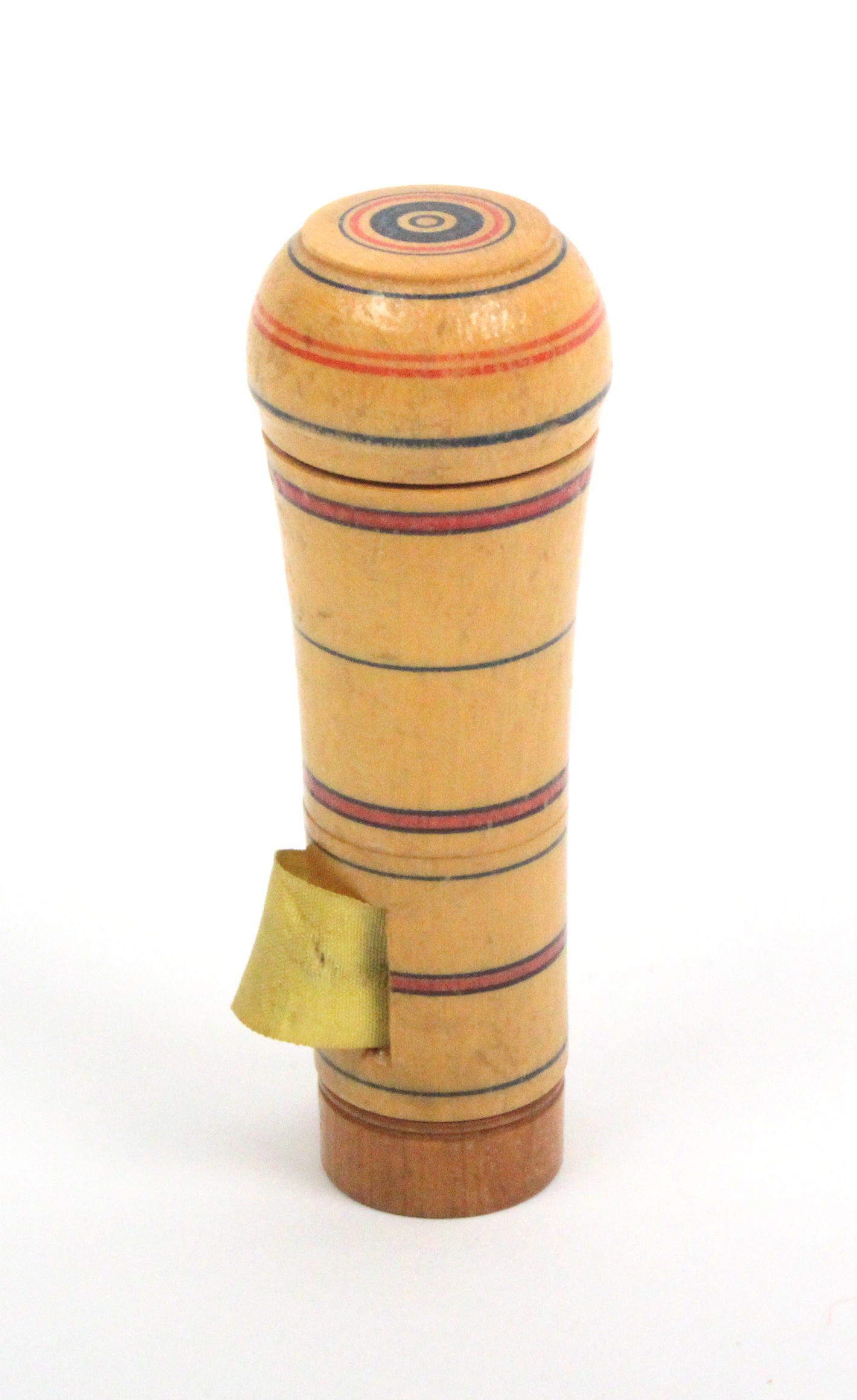 An early painted Tunbridge ware combination pin poppet/tape measure of tapering cylinder form the - Image 2 of 2