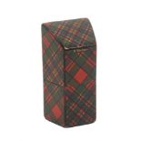 Tartan ware - a needle packet box, (M'Farlane), slanting sides, curved top, 5.5cm high