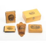 Mauchline ware - five pieces - continental views comprising a rectangular box (Capoment prs