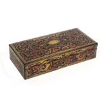 A 19th Century French Boulle work box with a full compliment of English fittings, the box of