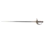 A 17th Century officers sword or walloon, 81cm, flattened diamond section blade reduced at the